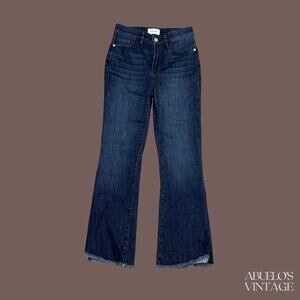 FRAME Le Crop Mini Boot Jeans | Dark Wash | Size 26 | Raw Hem